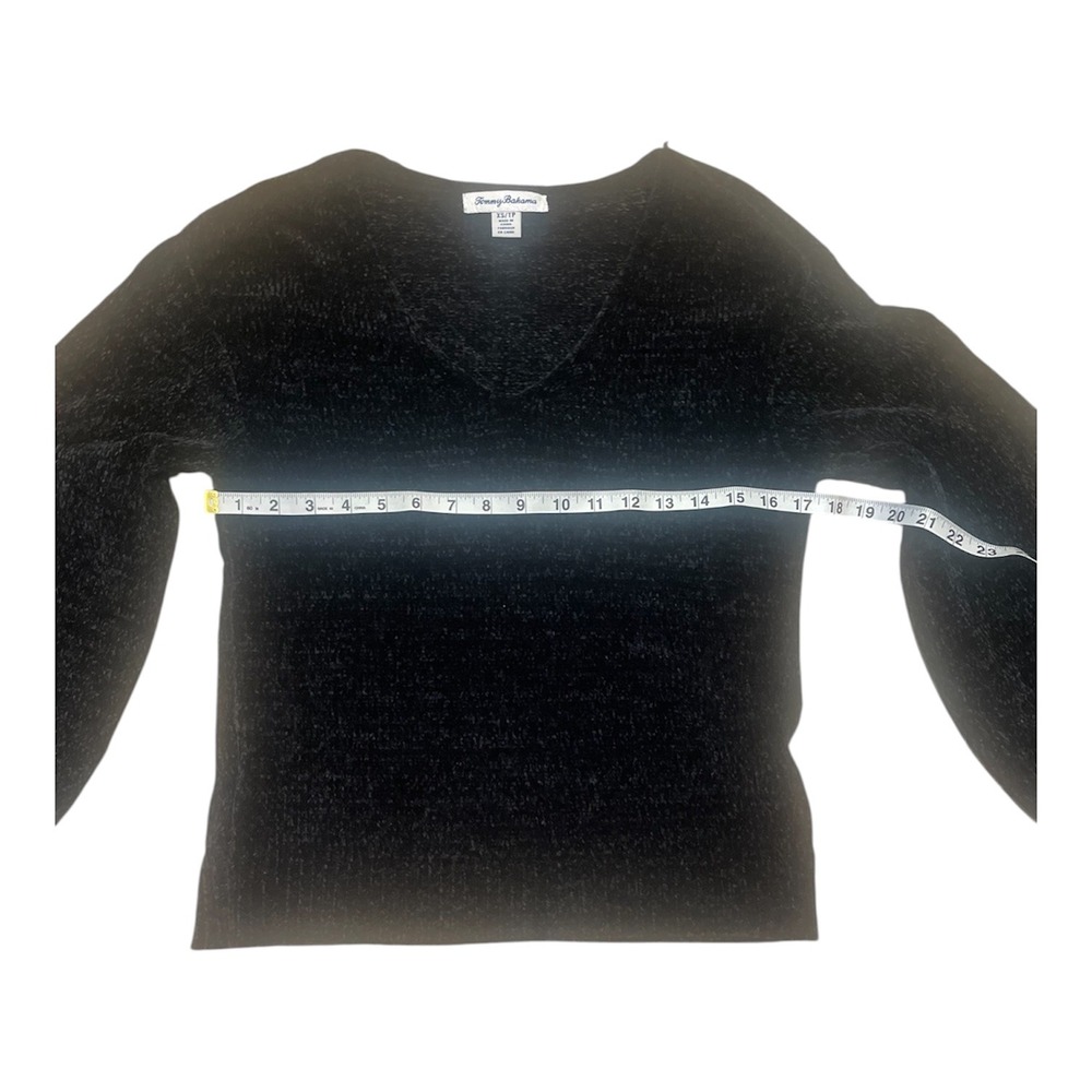 Tommy Bahama Womens Black Chenille‎ V-Neck Sweater Recycled Polyester XS - Picture 4 of 6